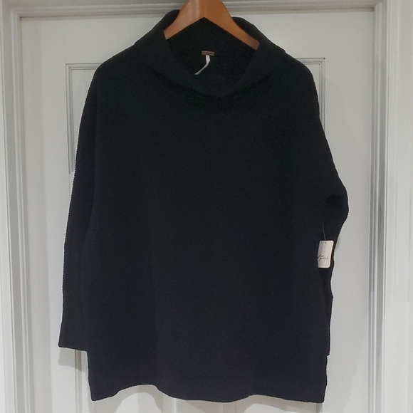Nwt Free People Women's Black Ribbed Sweater sz S - Picture 1 of 6